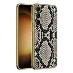 For Samsung Galaxy S23 5G GKK Crocodile Texture Electroplating PU Protective Phone Case(Python)