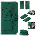 For Huawei Enjoy 10e Litchi Texture Feather Embossing Pattern Horizontal Flip Leather Case with Holder & Card Slots & Wallet & Photo Frame & Lanyard(Green)