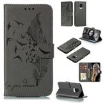 For Xiaomi Redmi Note 9 Pro Litchi Texture Feather Embossing Pattern Horizontal Flip Leather Case with Holder & Card Slots & Wallet & Photo Frame & Lanyard(Grey)