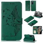 For Huawei Nova 7 Litchi Texture Feather Embossing Pattern Horizontal Flip Leather Case with Holder & Card Slots & Wallet & Photo Frame & Lanyard(Green)