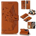 For Huawei Nova 7 Pro Litchi Texture Feather Embossing Pattern Horizontal Flip Leather Case with Holder & Card Slots & Wallet & Photo Frame & Lanyard(Brown)