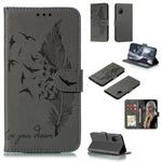For Huawei Honor 30S Litchi Texture Feather Embossing Pattern Horizontal Flip Leather Case with Holder & Card Slots & Wallet & Photo Frame & Lanyard(Grey)
