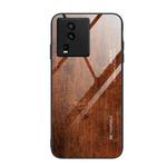 For vivo iQOO Neo7 Wood Grain Glass Phone Case(Dark Brown)