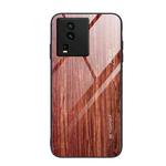 For vivo iQOO Neo7 Wood Grain Glass Phone Case(Coffee)
