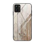 For Realme C33 Wood Grain Glass Phone Case(Grey)
