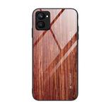 For Realme C33 Wood Grain Glass Phone Case(Coffee)