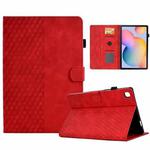 For Samsung Galaxy Tab S6 Lite P610 / P615 Rhombus Embossed Leather Smart Tablet Case(Red)