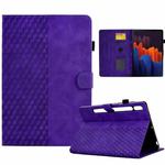For Samsung Galaxy Tab S7 T870 / S8 X700 Rhombus Embossed Leather Smart Tablet Case(Purple)