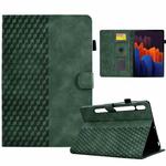 For Samsung Galaxy Tab S7 T870 / S8 X700 Rhombus Embossed Leather Smart Tablet Case(Green)