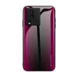 For vivo iQOO Neo7 Texture Gradient Glass TPU Phone Case(Rose Red)