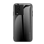 For vivo iQOO Neo7 Texture Gradient Glass TPU Phone Case(Black)