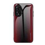 For OPPO A17 Texture Gradient Glass TPU Phone Case(Red)