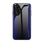 For OPPO A17 Texture Gradient Glass TPU Phone Case(Dark Blue)