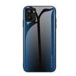 For Realme C33 Texture Gradient Glass TPU Phone Case(Blue)