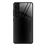 For Samsung Galaxy S23 5G Texture Gradient Glass TPU Phone Case(Black)