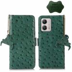 For Motorola Moto G53 5G / G13 / G23 Ostrich Pattern Genuine Leather RFID Phone Case(Green)