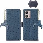 For Motorola Moto G53 5G / G13 / G23 Ostrich Pattern Genuine Leather RFID Phone Case(Blue)