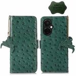 For OnePlus Nord CE 3 Lite Ostrich Pattern Genuine Leather RFID Phone Case(Green)