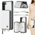 For Samsung Galaxy S23 5G JEEHOOD C22 Series Zipper Wallet Leather Phone Case with Dual Lanyard(White)