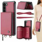 For Samsung Galaxy S23 5G JEEHOOD C22 Series Zipper Wallet Leather Phone Case with Dual Lanyard(Red)