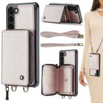 For Samsung Galaxy S23+ 5G JEEHOOD C22 Series Zipper Wallet Leather Phone Case with Dual Lanyard(Rose Gold)