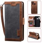 For Huawei Y7(2019) Retro Splicing Horizontal Flip Leather Case with Card Slots & Holder & Wallet(Grey)