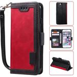 For iPhone 6 Retro Splicing Horizontal Flip Leather Case with Card Slots & Holder & Wallet(Red)