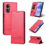 For OPPO A58 5G / A58X / A78 AZNS Magnetic Calf Texture Flip Leather Phone Case(Red)