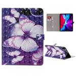 For iPad Pro 11 (2020) 3D Colored Drawing Horizontal Flip Leather Tablet Case with Holder & Card Slot & Wallet(Purple Butterfly)