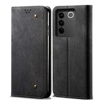 For vivo V27 Denim Texture Leather Phone Case(Black)
