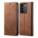 For vivo V27 Denim Texture Leather Phone Case(Brown)