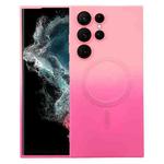 For Samsung Galaxy S22 Ultra 5G Liquid TPU Silicone Gradient MagSafe Phone Case(Pink Red)