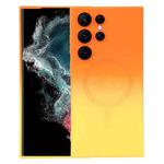 For Samsung Galaxy S22 Ultra 5G Liquid TPU Silicone Gradient MagSafe Phone Case(Orange Yellow)