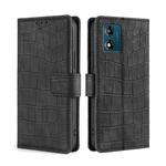 For Motorola Moto E13 4G Skin Feel Crocodile Magnetic Clasp Leather Phone Case(Black)