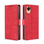 For OPPO A17k Skin Feel Crocodile Magnetic Clasp Leather Phone Case(Red)