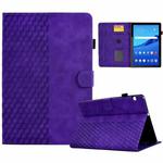 For Huawei MatePad T5 10.0 Rhombus Embossed Leather Smart Tablet Case(Purple)