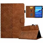 For Huawei MatePad T5 10.0 Rhombus Embossed Leather Smart Tablet Case(Brown)