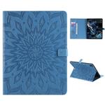 For iPad Pro 12.9 (2020) & Pro 12.9 (2018) Pressed Printing Sunflower Pattern Horizontal Flip PU Leather Tablet Case with Holder & Card Slots & Wallet(Blue)