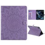 For iPad Pro 11 (2020) Pressed Printing Sunflower Pattern Horizontal Flip PU Leather Tablet Case with Holder & Card Slots & Wallet(Purple)