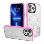 For iPhone 14 Pro Terminator MagSafe Magnetic Holder Phone Case(Transparent Pink)