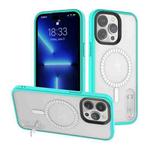 For iPhone 14 Pro Terminator MagSafe Magnetic Holder Phone Case(Transparent Cyan-blue)