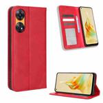 For OPPO Reno8 T 4G Magnetic Buckle Retro Texture Leather Phone Case(Red)