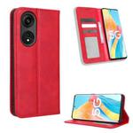 For OPPO Reno8 T 5G / A1 Pro Magnetic Buckle Retro Texture Leather Phone Case(Red)