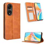 For OPPO Reno8 T 5G / A1 Pro Magnetic Buckle Retro Texture Leather Phone Case(Brown)
