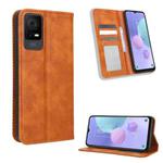 For TCL 405 / 406 T506D Magnetic Buckle Retro Texture Leather Phone Case(Brown)