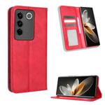 For vivo S16 Pro / S16 Magnetic Buckle Retro Texture Leather Phone Case(Red)