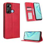 For Infinix Hot 20 Play Magnetic Buckle Retro Texture Leather Phone Case(Red)