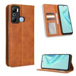 For Infinix Hot 20 Play Magnetic Buckle Retro Texture Leather Phone Case(Brown)