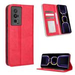 For Xiaomi Redmi K60 5G / K60 Pro Magnetic Buckle Retro Texture Leather Phone Case(Red)