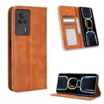 For Xiaomi Redmi K60E 5G Magnetic Buckle Retro Texture Leather Phone Case(Brown)